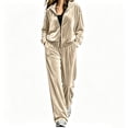 thumbnail image 2 of Karymi Matching Sets Women Clothing Cotton Linen Blend Two Piece Outfit Set, Notch Neck Roll Tab Sleeve Blouse, Elastic Waist Wide Leg Pants, 2 of 6