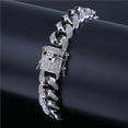 thumbnail image 5 of Qarigey plateada Diamantes de imitación brillantes Hip Hop Cadena de eslabones cubanos Hombres Mujeres Bling Bangle Crystal Accesorio Ropa, zapatos y accesorios Miscelánea Plata, 5 of 5