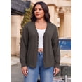 thumbnail image 3 of Cueply Plus Size Cardigan for Women Open Front Button V-Neck Long Sleeve Ribbed Wave Edges Lightweight Sweaters, 3 of 9