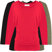 Free to Live 3 Pack 3/4 Sleeve Casual Women's Dolman Tops
