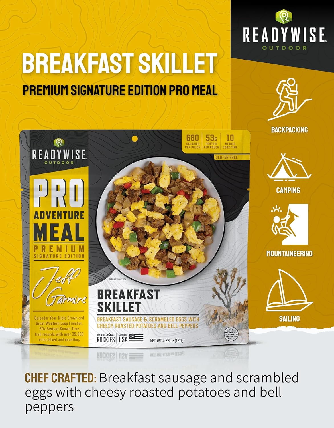 ReadyWise Outdoor Pro Adventure Meal, Breakfast Skillet, Freeze-Dried, 2 Servings/Pouch