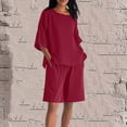 thumbnail image 3 of dazeni Oversized Pajamas for Women Set Cotton Linen Soft Breathable PJ Sets with Pockets 2 Piece Shorts Nightwear Sleepwear S-5XL, 3 of 9