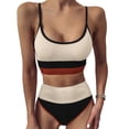 thumbnail image 2 of Cheers US Women's High Waisted Bikini Cut Out Sports Crop Top Color Block Swimsuit, 2 of 7