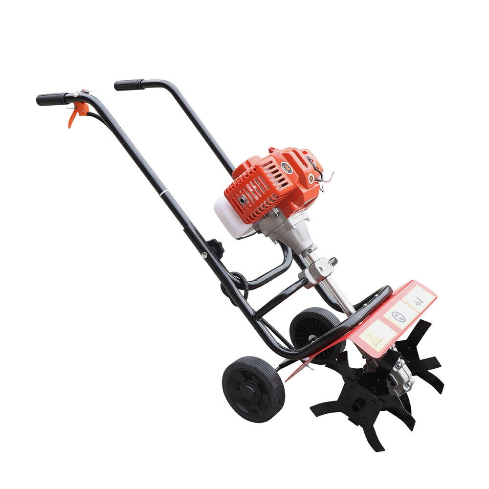 Mkyiongou 52CC 2Stroke Mini Tiller Cultivator Garden Hand-pull Gas Tiller Cultivating Tool