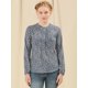 thumbnail image 2 of Blusa Floral Allegra K Frente Plisado Manga Larga Casual para Mujer Gris azul S, 2 of 6