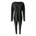 thumbnail image 5 of sususu 2 Piece Lounge Set Women,Fall Sets Women's Knit Trousers Suit V Neck Long Sleeve Loose Fit Comfortable Daily Wear Outfit For Autumn Winter Season - Black, 5 of 6