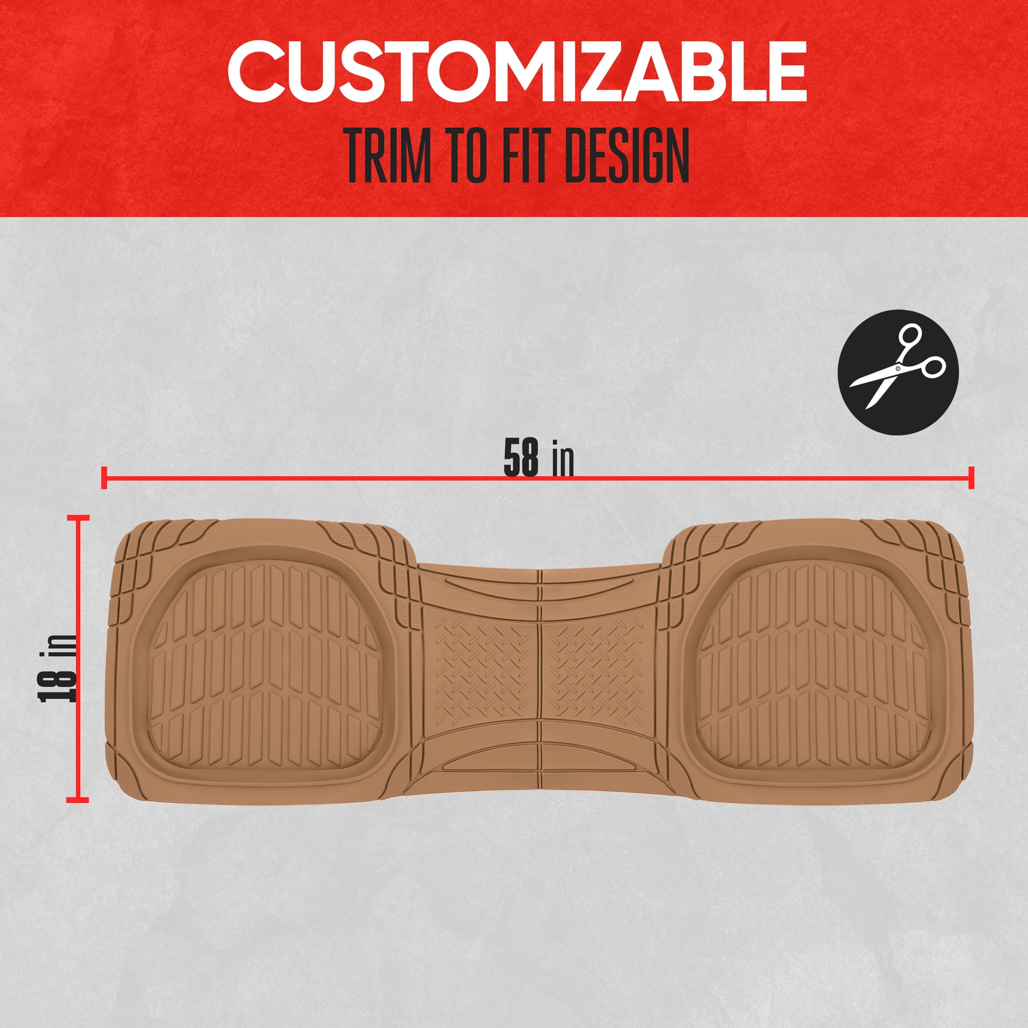 Motor Trend PRO920 Beige Premium FlexTough Deep Dish Rear Rubber Mats All-Protection Universal Design for Cars Sedan Truck SUV
