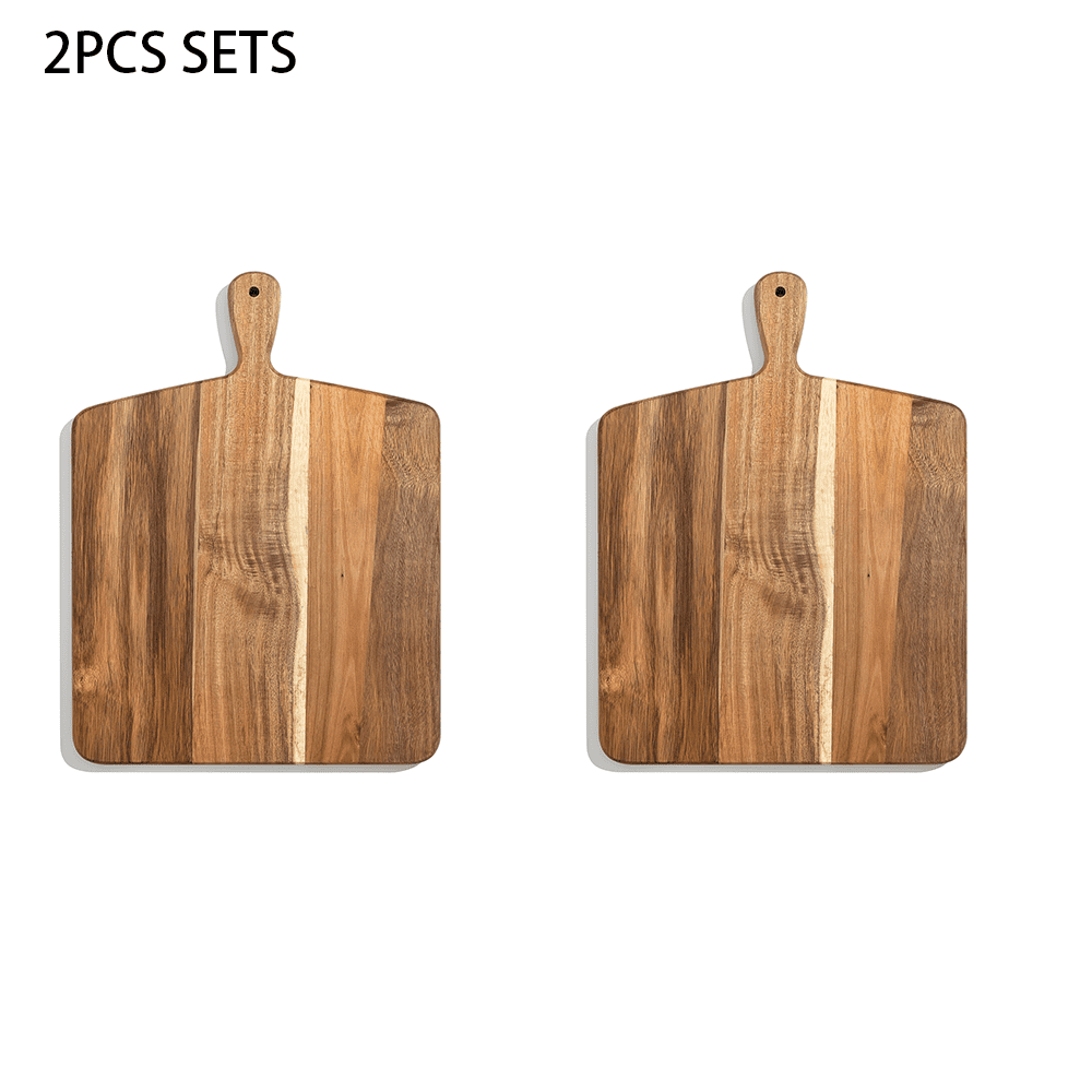 Acacia Wood Cutting Board and Chopping Board with Handle for Meat, Cheese Board, Vegetables, Bread, and Charcuterie - Decorative Wooden Serving Board for Kitchen and Dining Room, Large 17" x 13"