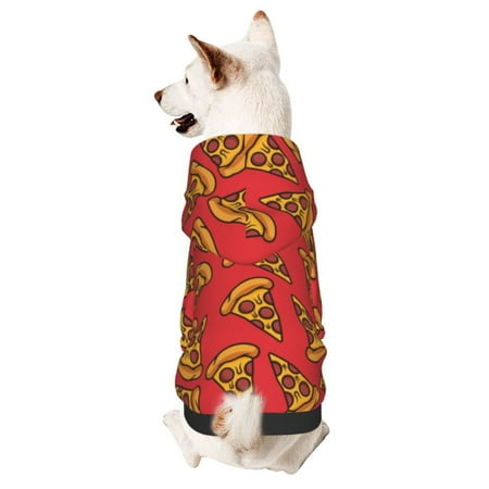 Haiem Pizza Cartoon for Winter Dog Hoodie Sweatshirts with Pockets Warm Dog Clothes for Small Dogs Chihuahua-X-Small