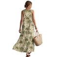 thumbnail image 2 of Xoenoiee Turtle Hibiscus Palm Tree Print Women's Summer Sleeveless Maxi Dress, Cotton Linen Loose Fit Casual Long Sundress with Pockets, Lightweight Breathable Beach Vacation Outfits 2026, Size 3XL, 2 of 7