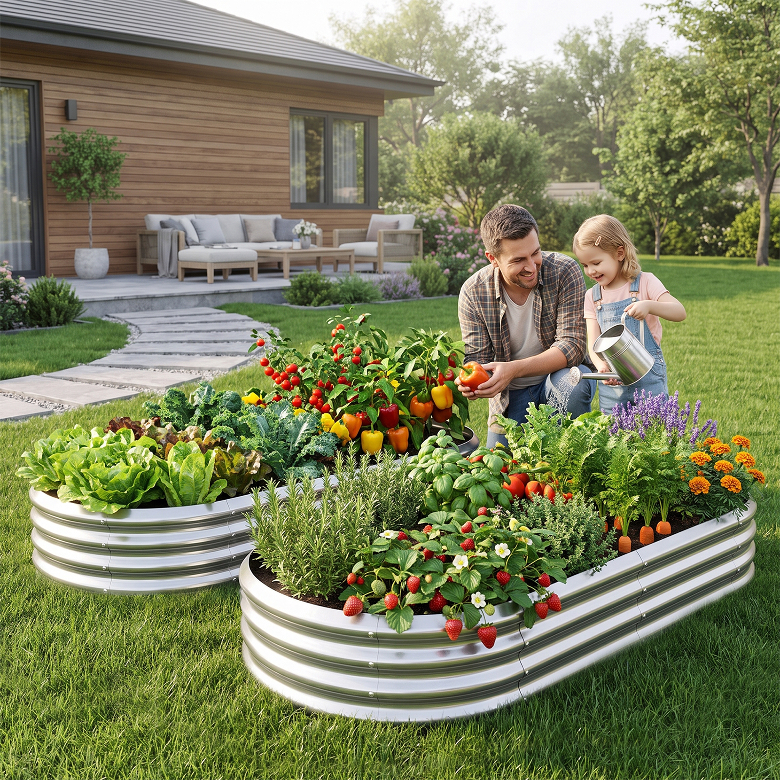 Land Guard 2-Pack Galvanized Raised Garden Bed, Oval photo 5