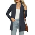 thumbnail image 2 of UVEASISHA Womens Lightweight Cardigans Open Front Long Sleeve Shrugs Solid Casual Duster Jacket with Pockets Black XXL, 2 of 9