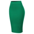 thumbnail image 3 of MixMatchy Women's Waist Band Midi Stretchy Ponte Basic Knee Pencil Skirt, 3 of 3