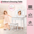 thumbnail image 3 of Kojooin Kids Vanity Desk with Oval Lighted Mirror, 3 of 8
