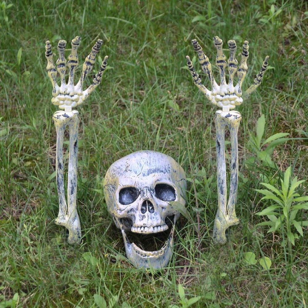 5.6Ft Halloween Skeleton Full Life Size Human Skull Holiday Tricky Haunted Props 
