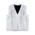 thumbnail image 6 of larppty Women's Faux Fur Waistcoat Vest Fuzzy Sleeveless Open Front Outwear Winter Warm Fluzzy Vest Jacket Coat (White, L), 6 of 6