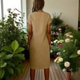 thumbnail image 6 of RongHuan Linen Dress for Women Lightweight Short Sleeve Dresses Summer Loose V Neck Dress Casual Beach Sundress, 6 of 8