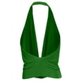 thumbnail image 3 of J. METHOD Women's Sleeveless Halter Neck Lightweight Low Cut Deep V Neck Sexy Draped Backless Top Blouse NEWT07 kelly Green M, 3 of 6