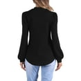 thumbnail image 3 of INSPIRE CHIC Long Sleeve Tunic Tops for Women's Mock Neck Puff Sleeve Casual Blouse, 3 of 5