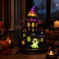 thumbnail image 3 of MYUNNIL Halloween Witch Castle Night Light, 11.81" Vintage Gothic Stain Glass Witch Hat Castle USB Powered LED Acrylic Lamp with Sturdy Base for Bedroom Bookshelf Home Decor, 3 of 5
