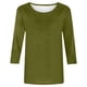 thumbnail image 4 of Blusas Umfun para mujer, cuello redondo liso, manga 3/4, blusa informal versátil, verde militar, talla S, 4 of 5