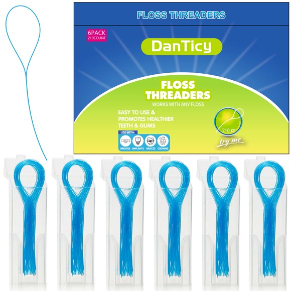 Enhebradores de hilo dental DanTicy, 210 piezas, 6 paquetes para brackets
