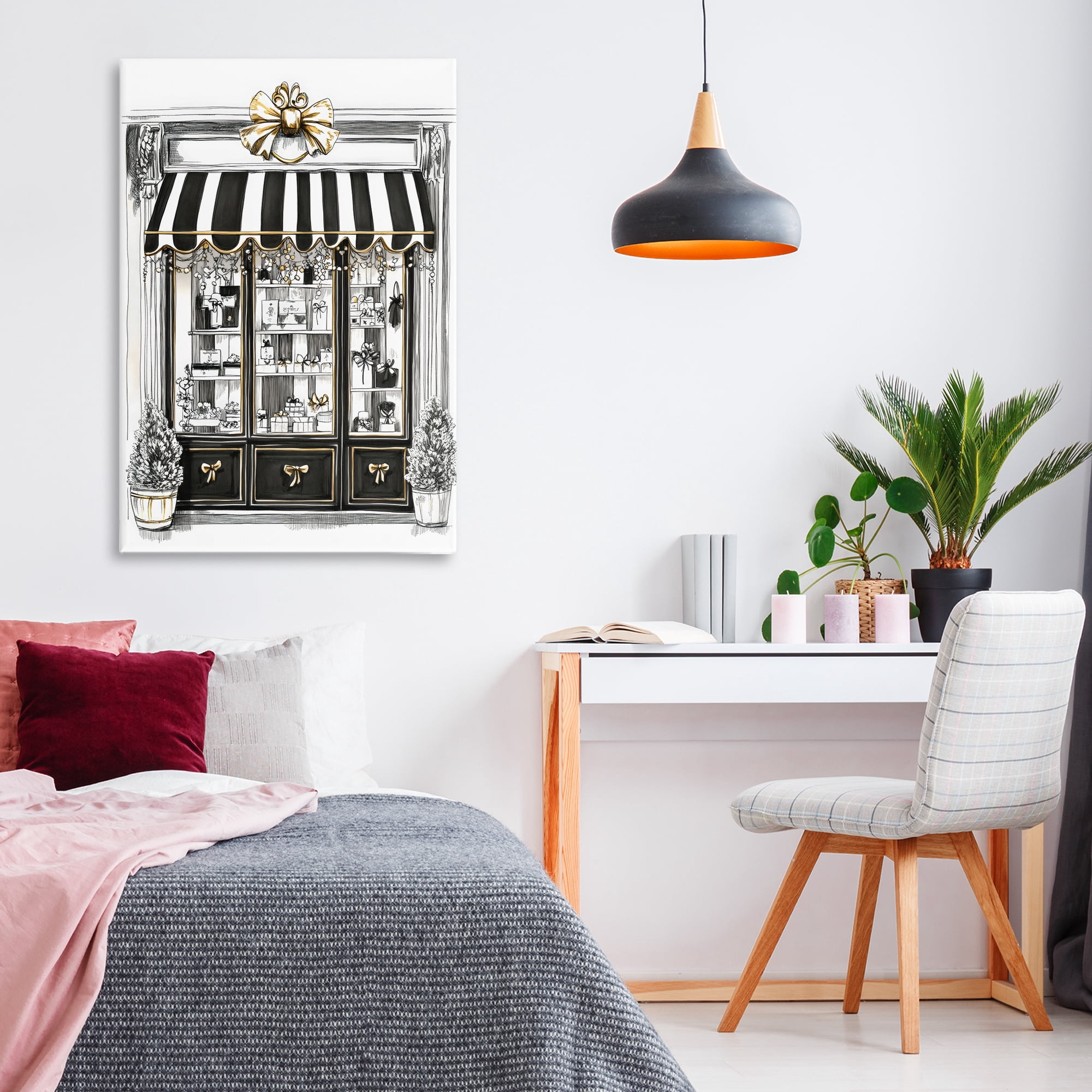 Stupell Industries Striped Paris Shop Facade Canvas Wall Art, design by Petal Prints Design