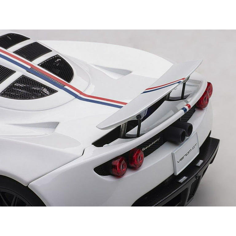 Hennessey Venom GT Spyder World Fastest Edition White with Blue and Red Stripes 1/18 Diecast Model Car by Autoart