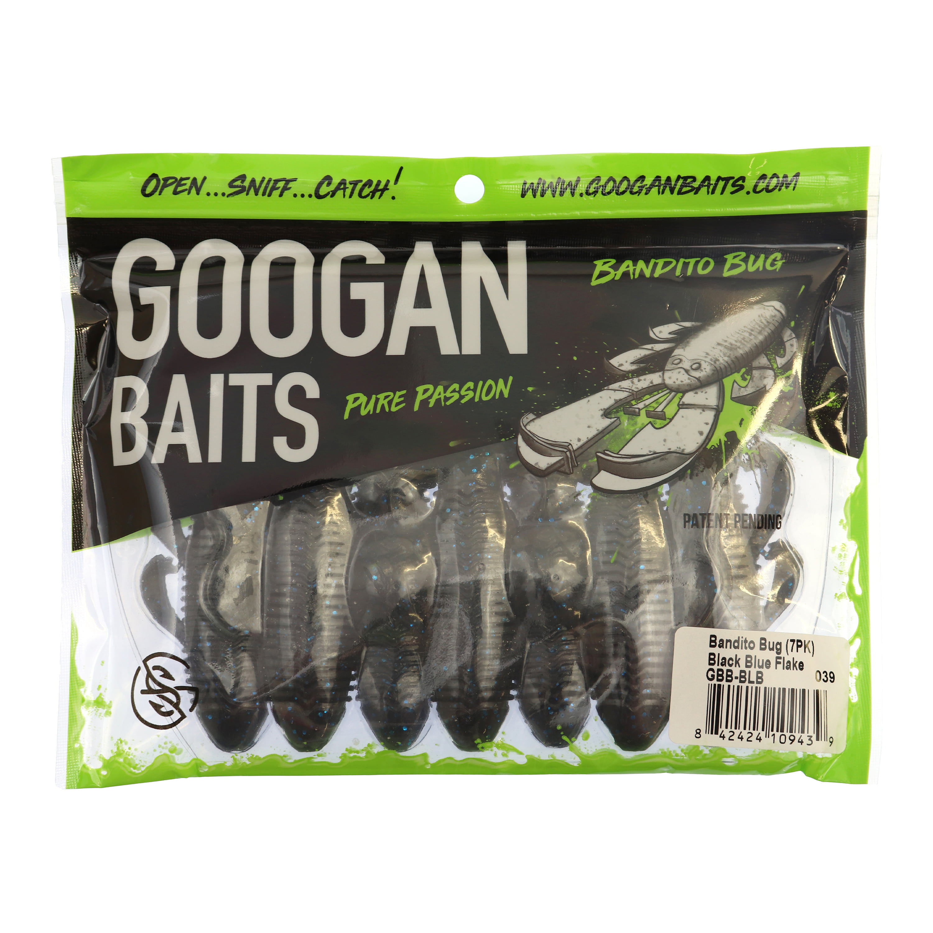Googan Bandito Bug 4'' Green Pumpkin 7pk Soft Plastic Fishing Lure 