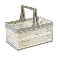 Kuyiluo Folding Basket 1PC Plastic Folding Shopping Basket Picnic Basket Snacks Fruit Vegetable Foldable Basket Home Storage Organizer (White and Grey)