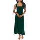thumbnail image 4 of Sunloudy - Vestido informal para mujer, color sólido, doble lazo lateral, parte inferior con tirantes, abertura alta, dobladillo con volantes, vestido largo Sunloudy moda, 4 of 10