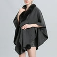 thumbnail image 2 of XFLWAM Women's Faux Shawl Wrap Stole Open Front Knit Cardigan Cape Poncho Cloak Large Scarf Blanket Coat Dark Gray, 2 of 4