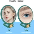 thumbnail image 2 of HLONK 30x Magnifying Mirror  Travel Hand Mirrors with Handle - Double Side Handheld Mirror with 1X 30X Magnification & Adjustable Handle/Stand  Hand Held Foldable Travel Mirror for Makeup, 2 of 6