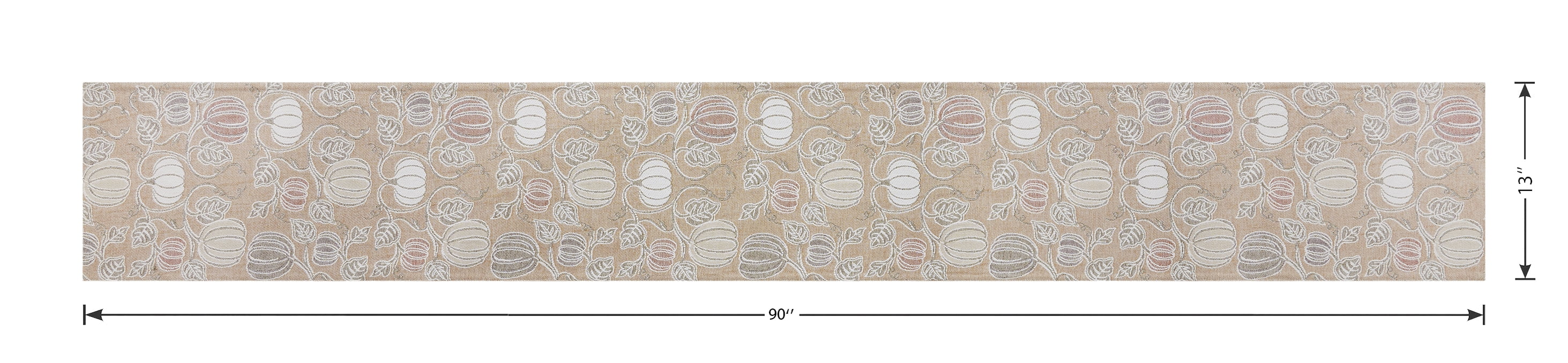 Harvest Pumpkins 13" x 90" Table Runner - 100% Cotton, Brown