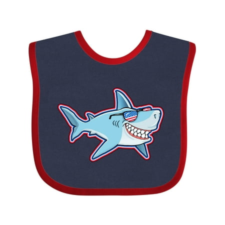 

Inktastic Shark with American Flag Sunglasses Gift Baby Boy or Baby Girl Bib