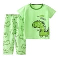 thumbnail image 1 of Pyjamas pour Tout-Petits Garçons et Filles Été Ensemble de Pyjamas en Coton Imprimé Dessin Animé Manches Courtes avec Pantalons Ensembles de Pyjama Fille R Vert 3 Ans-4 Ans, 1 of 3