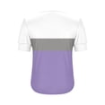 thumbnail image 2 of Lmnyox V Neck Shirt Womens Casual Fashion Short Sleeve Print T Shirt Color Block Trendy Loose Blouses Summer Tops, 2 of 7