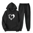 thumbnail image 2 of LangJing 2026 Sweatsuit for Women 2 Piece Outfits Long Sleeve Hoodie Sweatshirts Pullover and Jogger Sweatpants Lounge Sets with Pockets Black,XXL, 2 of 7