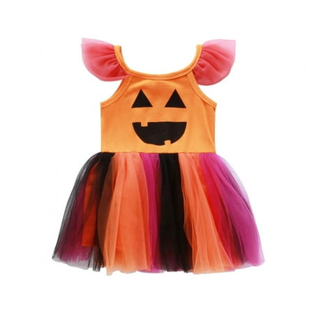 

Lovebay Halloween Kids Toddler Baby Girls Dress Flying Sleeve Pumpkin Dresses Clothes Outfits 0-5 Years