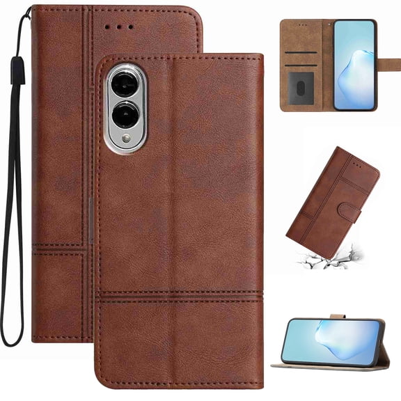Wallet Case for Samsung Galaxy S25 Edge with Credit Card Holder, Flip Kickstand, Magnetic Clasp, Folio PU Leather Phone Cover, Shockproof Full Body Case for Samsung Galaxy S25 Edge, Coffee