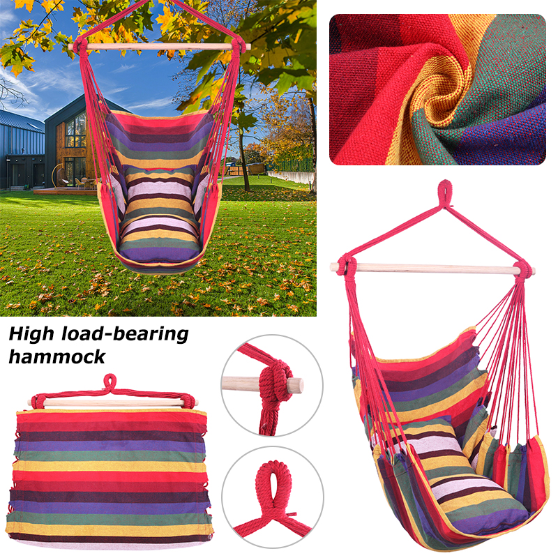 Amerteer Hanging Rope Hammock Chair Swing Seat, Large Brazilian Hammock Net Chair Porch Chair