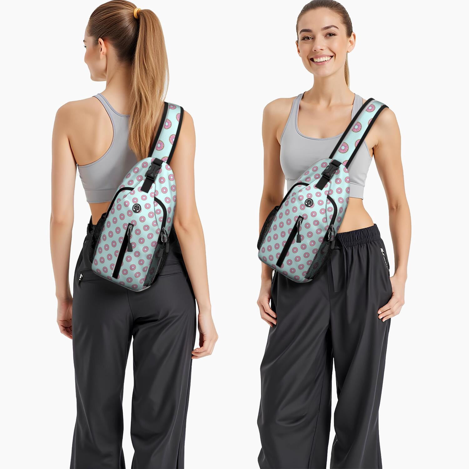 Kawaii Llama and Alpaca Cartoon Print Sling Backpack – Durable, Water-resistant, Ergonomic Fit – Funny and Adorable Pattern