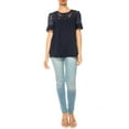 thumbnail image 3 of Women's Classic Solid Top with Lace Accent Casual and Elegant, 3 of 5