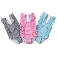 thumbnail image 2 of stylesilove Baby Girl Ruffle Striped Swimsuit One-Piece (90/12-18 Months, Black), 2 of 3