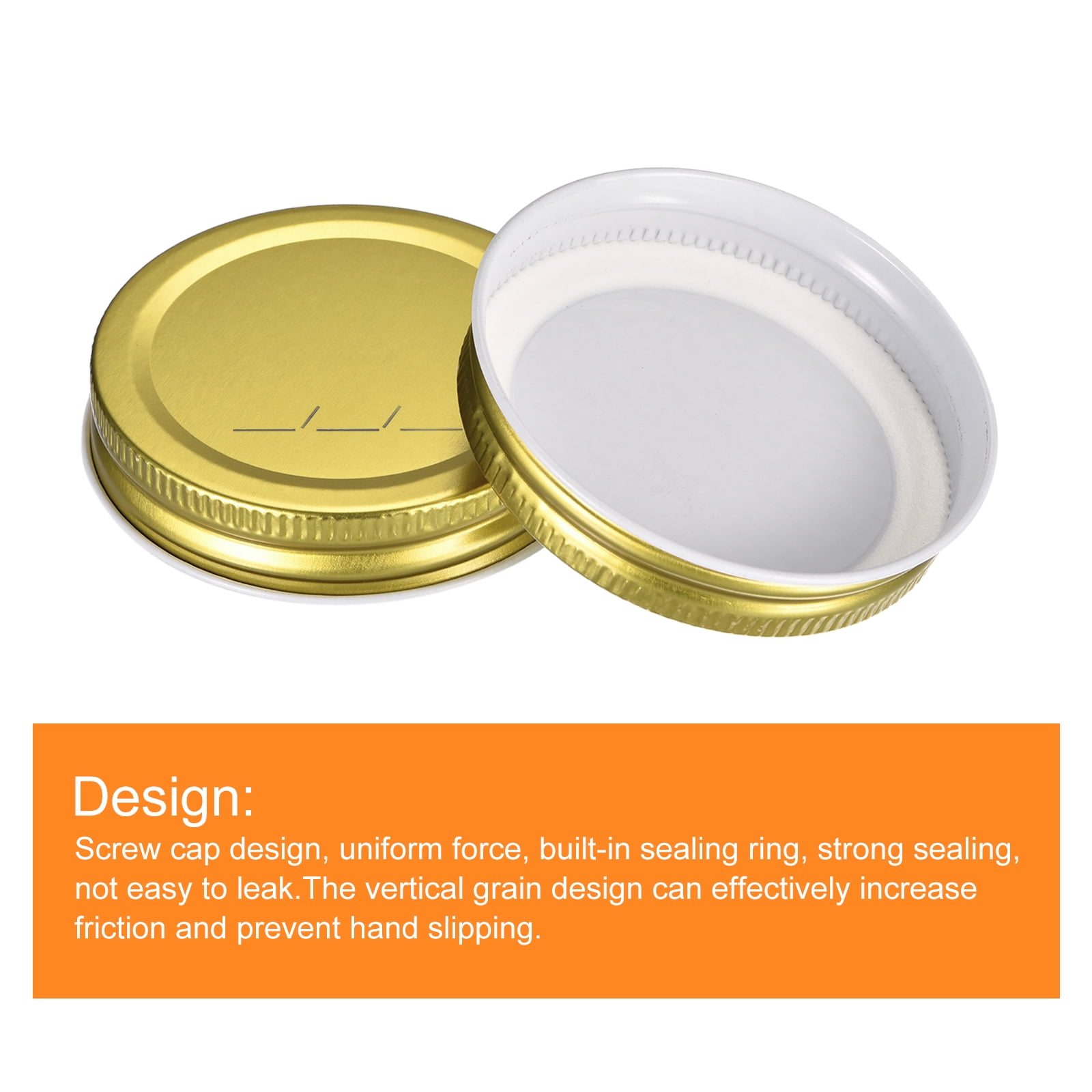 Unique Bargains Mason Jar Lids Tinplate Canning Wide Mouth Leak Proof Jars Gold