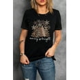 thumbnail image 3 of POGLIP Women's Black Leopard Christmas Tree Graphic Print Crew Neck T Shirt, 3 of 6
