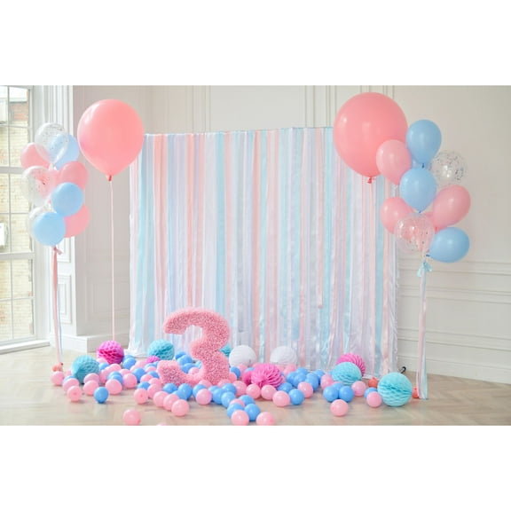 Worgeous 3rd Birthday Photography Backdrop 3D Balloons Photo Background Wall Props 5x3ft (1820)