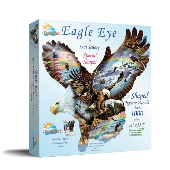 SUNSOUT INC - Eagle Eye - 1000 pc Special Shape Jigsaw Puzzle by Artist: Lori Schory - Finished Size 28" x 35.5" Eagle - MPN# 95639