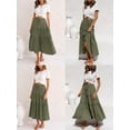 thumbnail image 3 of MOSHU High Waist Midi Skirt for Women A-Line Pleated Skirts with Pockets Flowy Dresses, 3 of 9