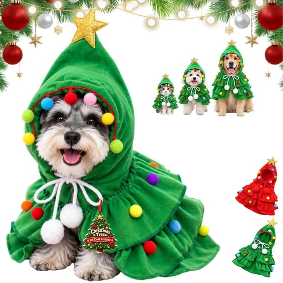 ARTLOX Christmas Tree Dog Costume, Christmas Outfit for Cat Holiday